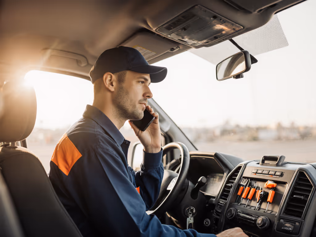 plumber_receiving_phone_call_from_voice_search_customer